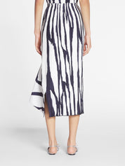 Printed pleated midi skirt