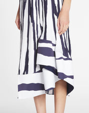 Printed pleated midi skirt