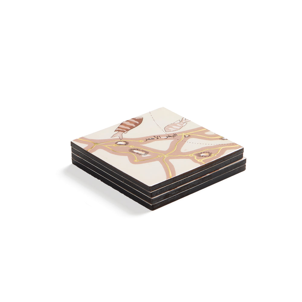 Red sea coaster set of 4 coasters