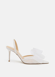 Le cadeau white lace slingback (85mm)