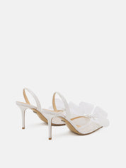 Le cadeau white lace slingback (85mm)