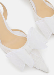 Le cadeau white lace slingback (85mm)