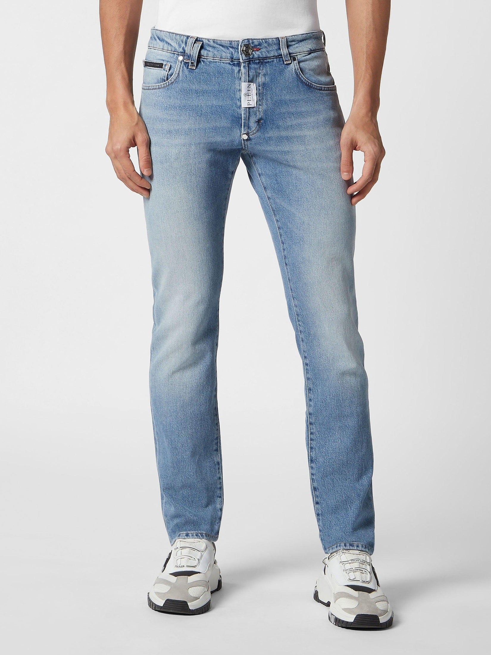 Denim trousers super straight cut premium