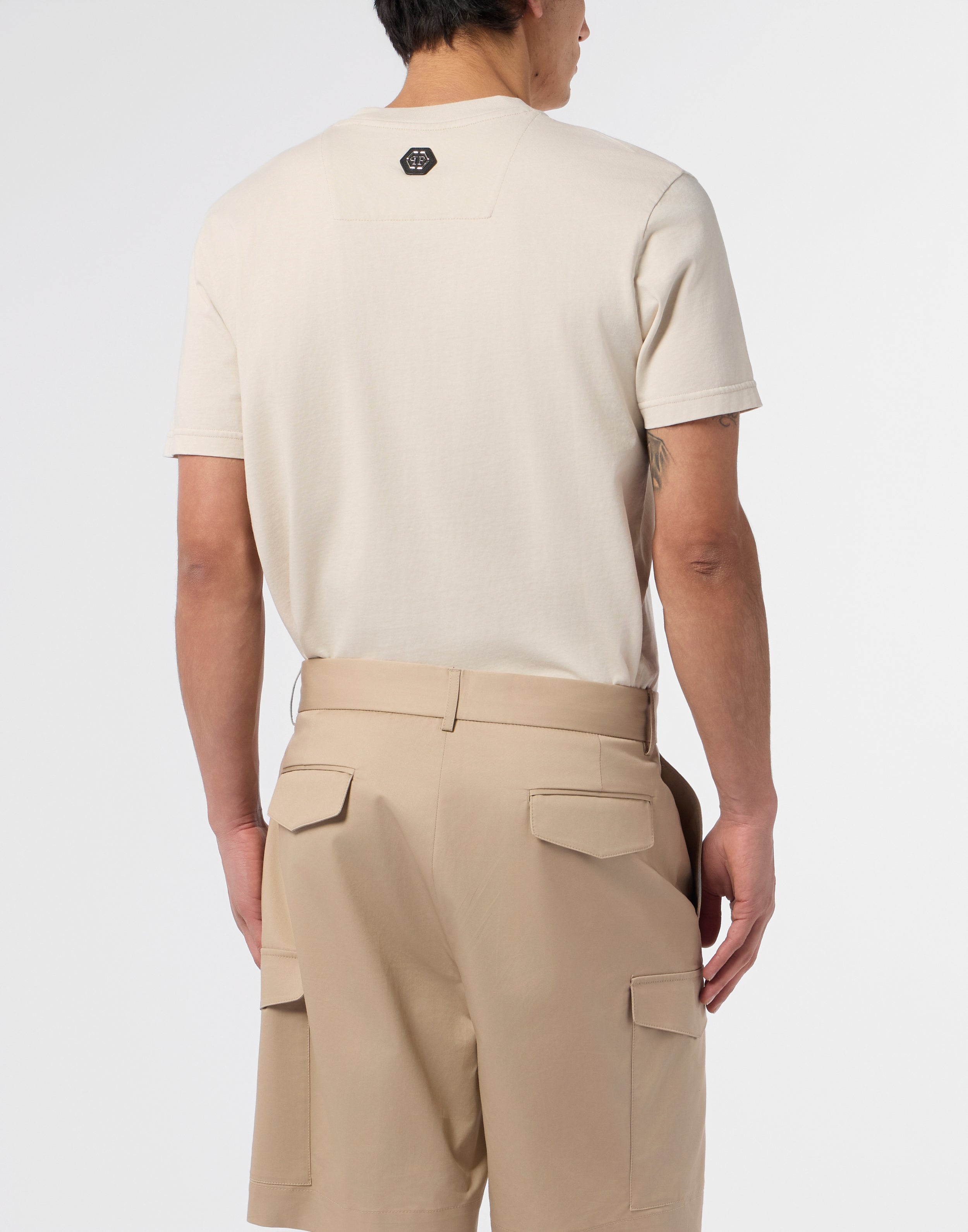 Round neck t-shirt raw edge monogram