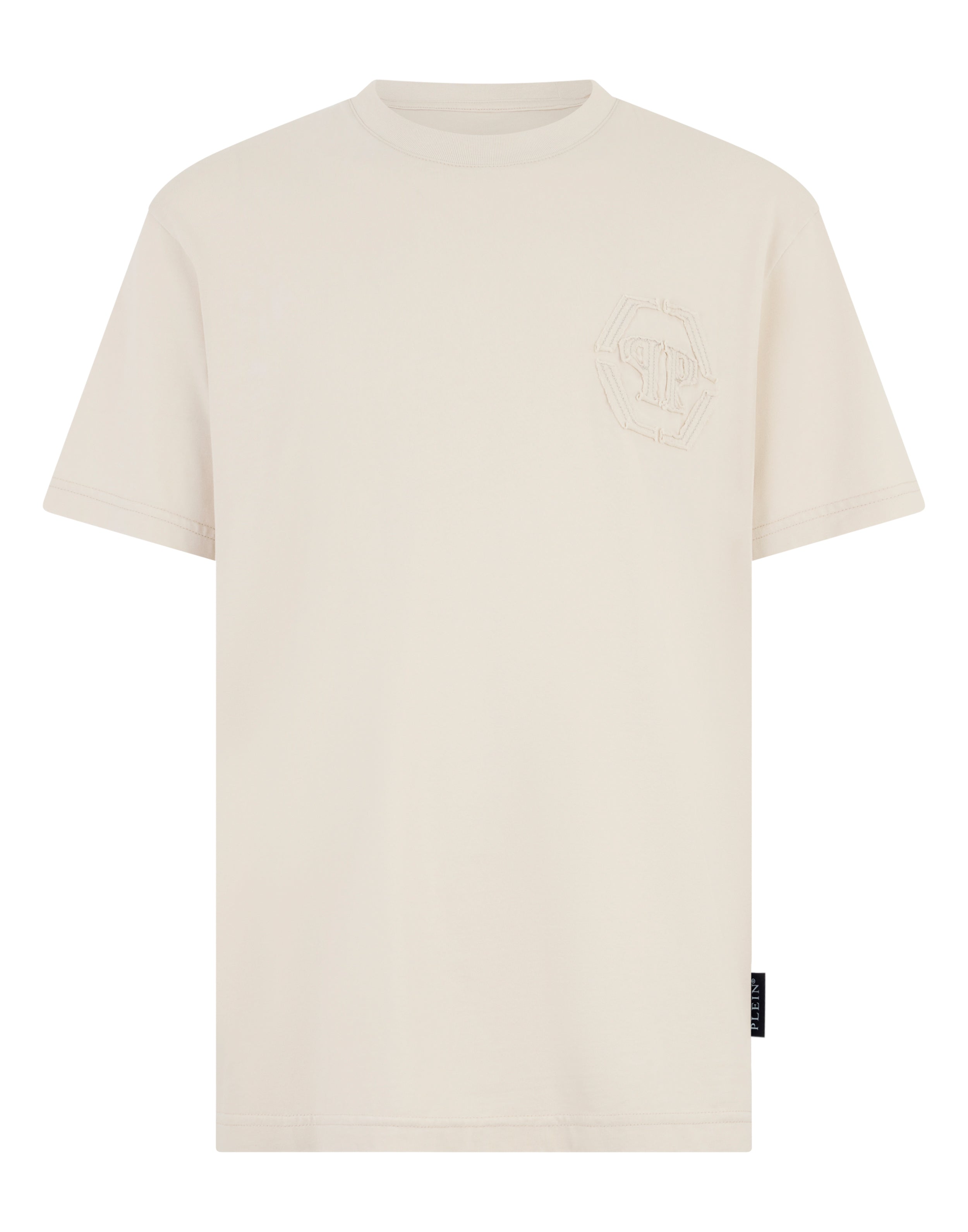 Round neck t-shirt raw edge monogram