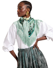 Reversible fringe foulard 90 blooming tulip placee