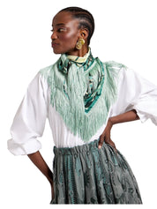 Reversible fringe foulard 90 blooming tulip placee