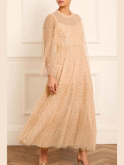 Scatter dot round neck ankle gown