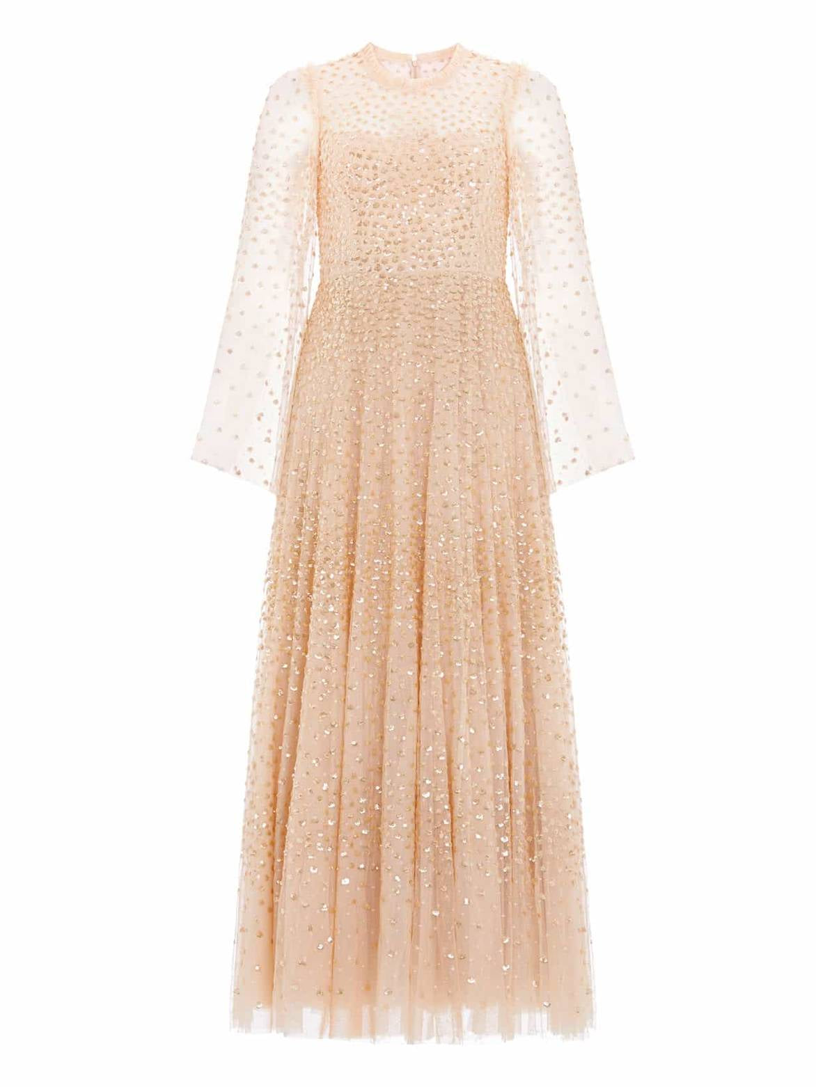 Scatter dot round neck ankle gown