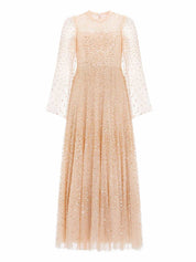 Scatter dot round neck ankle gown