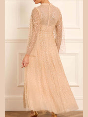 Scatter dot round neck ankle gown