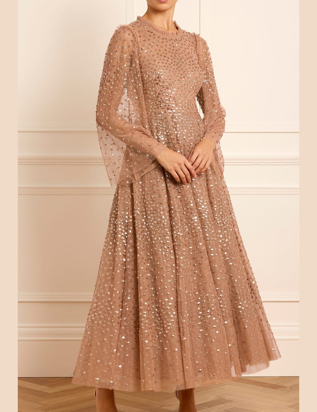 SCATTERDOTROUNDNECKANKLEGOWN-ANKLEGOWN-MOCHA-NEEDLE_THREAD-1.jpg