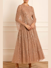 Scatter dot round neck ankle gown