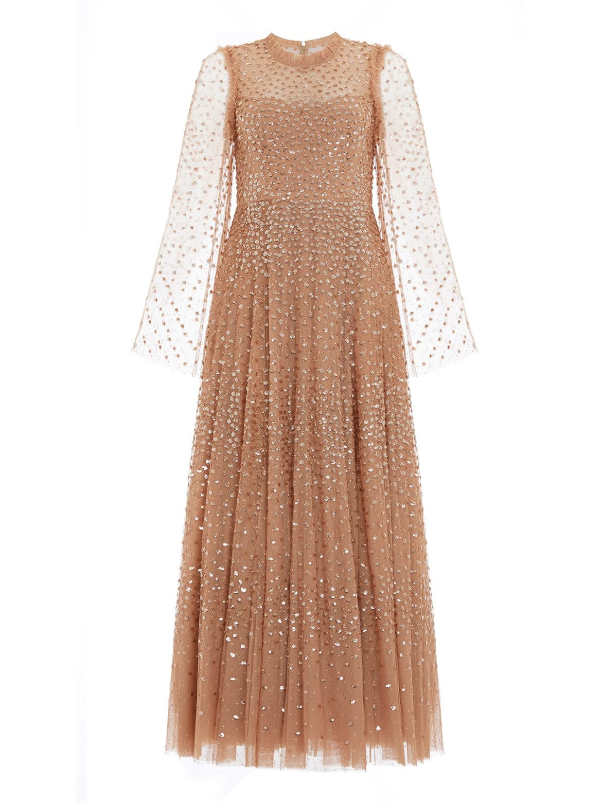Scatter dot round neck ankle gown
