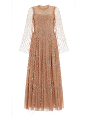 Scatter dot round neck ankle gown