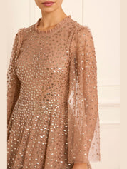 Scatter dot round neck ankle gown
