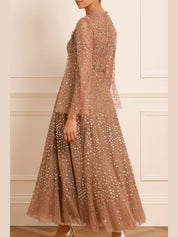 Scatter dot round neck ankle gown