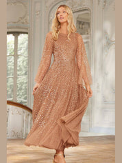 Scatter dot round neck ankle gown