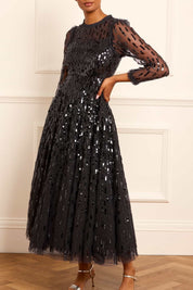 SEQUIN DASH LONG SLEEVE GOWN