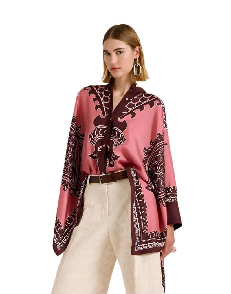 Foulard Shirt Oltrarno Placée Pink in Silk Twill