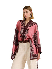 Foulard shirt oltrarno placée pink in silk twill