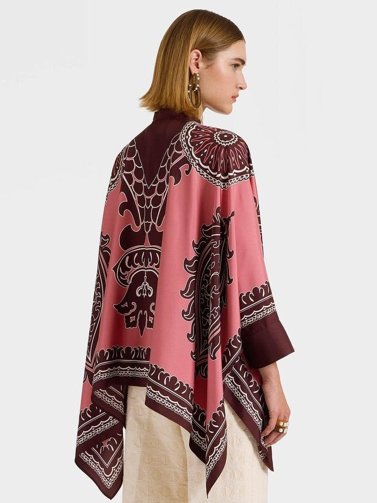 Foulard shirt oltrarno placée pink in silk twill
