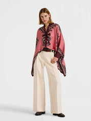 Foulard shirt oltrarno placée pink in silk twill