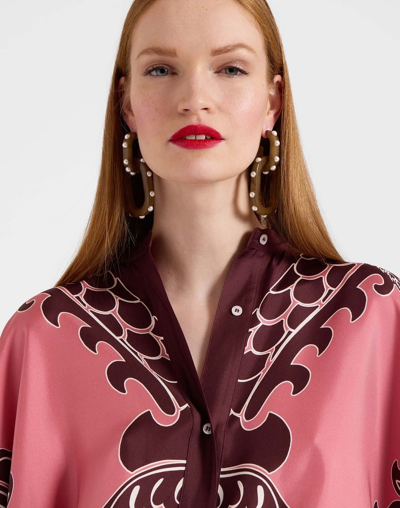 Foulard Shirt Oltrarno Placée Pink in Silk Twill