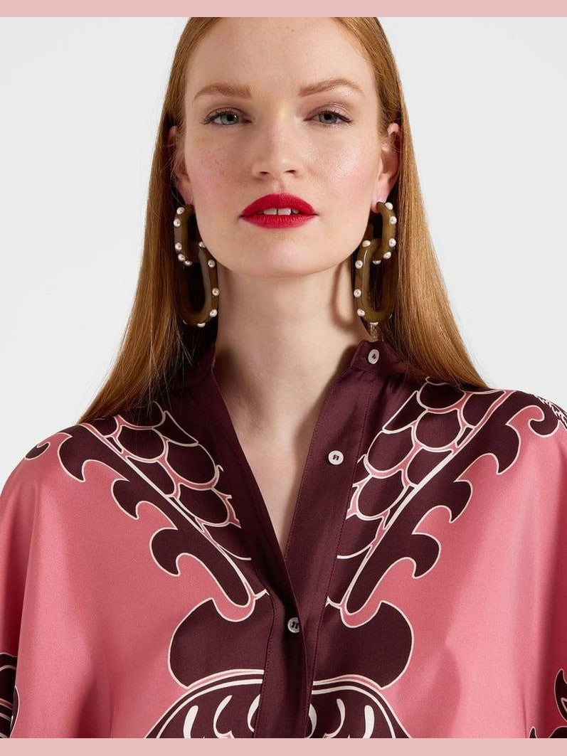 Foulard shirt oltrarno placée pink in silk twill
