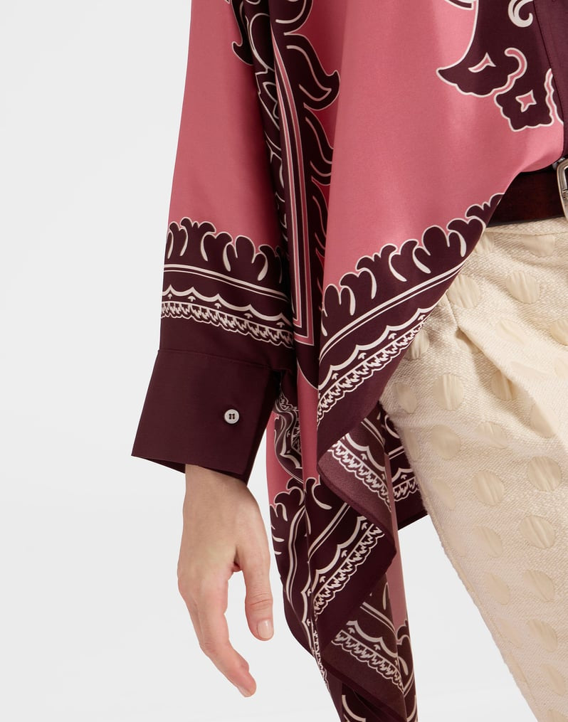 Foulard Shirt Oltrarno Placée Pink in Silk Twill