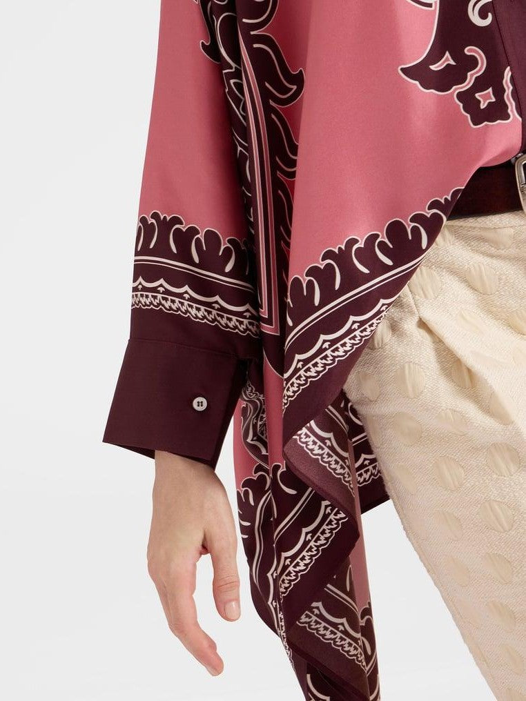 Foulard shirt oltrarno placée pink in silk twill