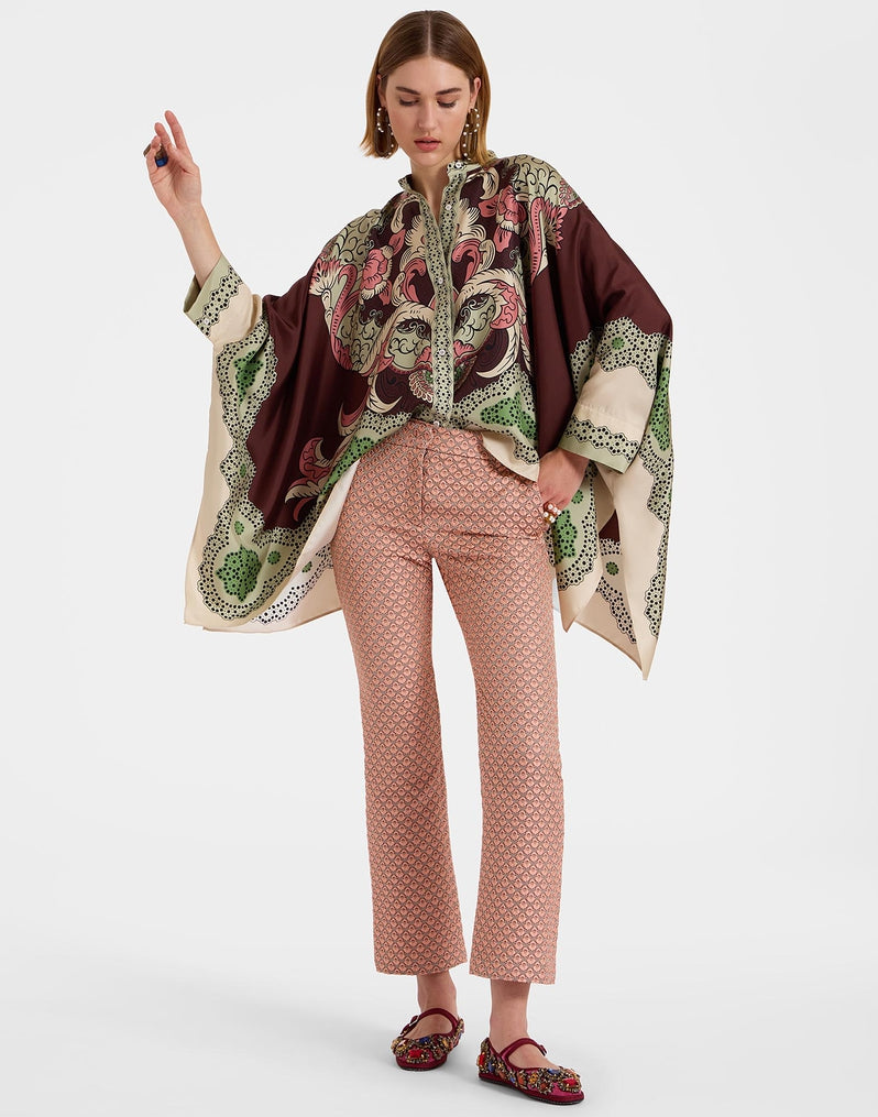 Foulard Shirt Portal Placée Brown in Silk Twill