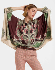 Foulard Shirt Portal Placée Brown in Silk Twill