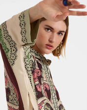 Foulard Shirt Portal Placée Brown in Silk Twill