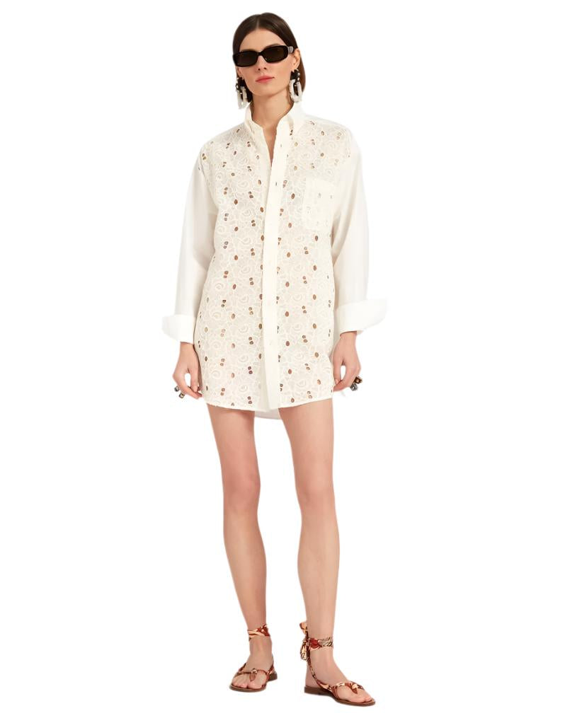 Lacey Better Than Your Boyfriend's Shirt Solid Ivory in Sangallo