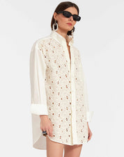 Lacey Better Than Your Boyfriend's Shirt Solid Ivory in Sangallo