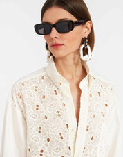 Lacey Better Than Your Boyfriend's Shirt Solid Ivory in Sangallo