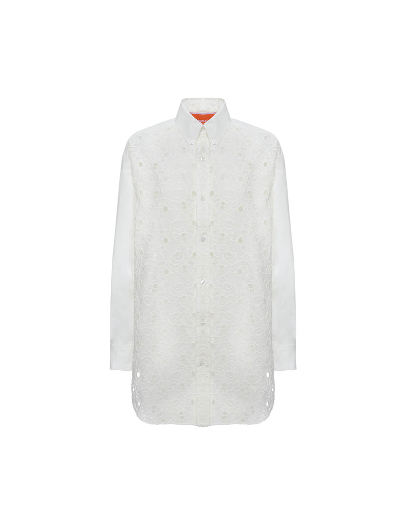 Lacey Better Than Your Boyfriend's Shirt Solid Ivory in Sangallo