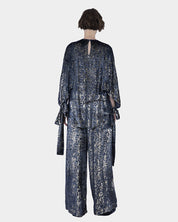 SHRENA VELVET FIL COUPÉ WING AND CUT OUT SLEEVE TOP