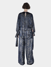 Shrena velvet fil coupé wing and cut out sleeve top