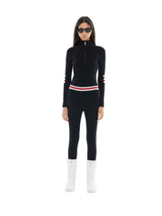 The triple stripe detail zip up second skin base layer in black