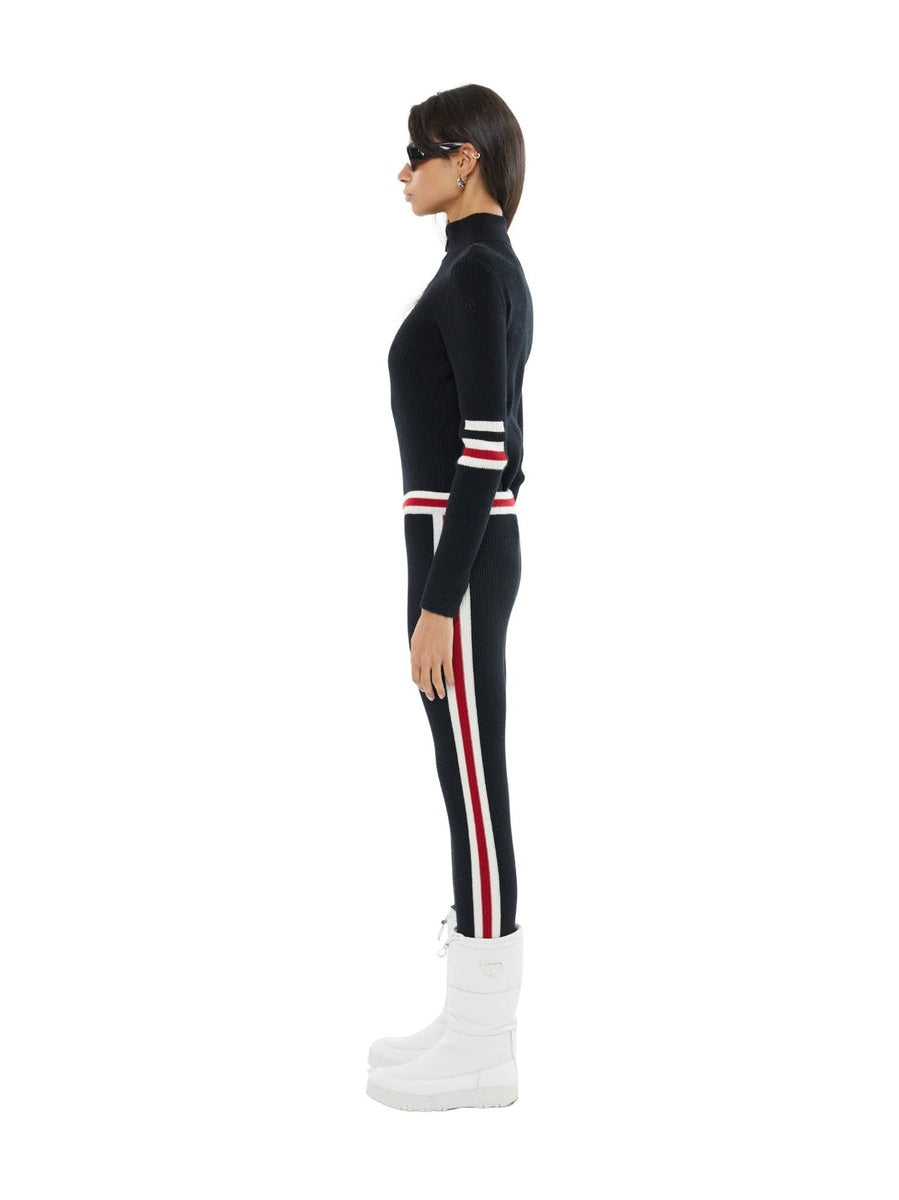 The triple stripe detail zip up second skin base layer in black