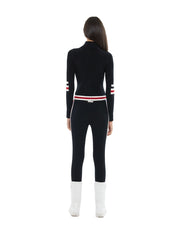 The triple stripe detail zip up second skin base layer in black
