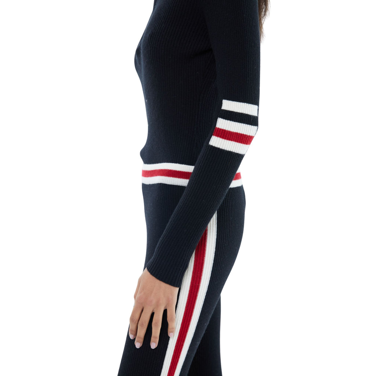 THE TRIPLE STRIPE DETAIL ZIP UP SECOND SKIN BASE LAYER IN BLACK