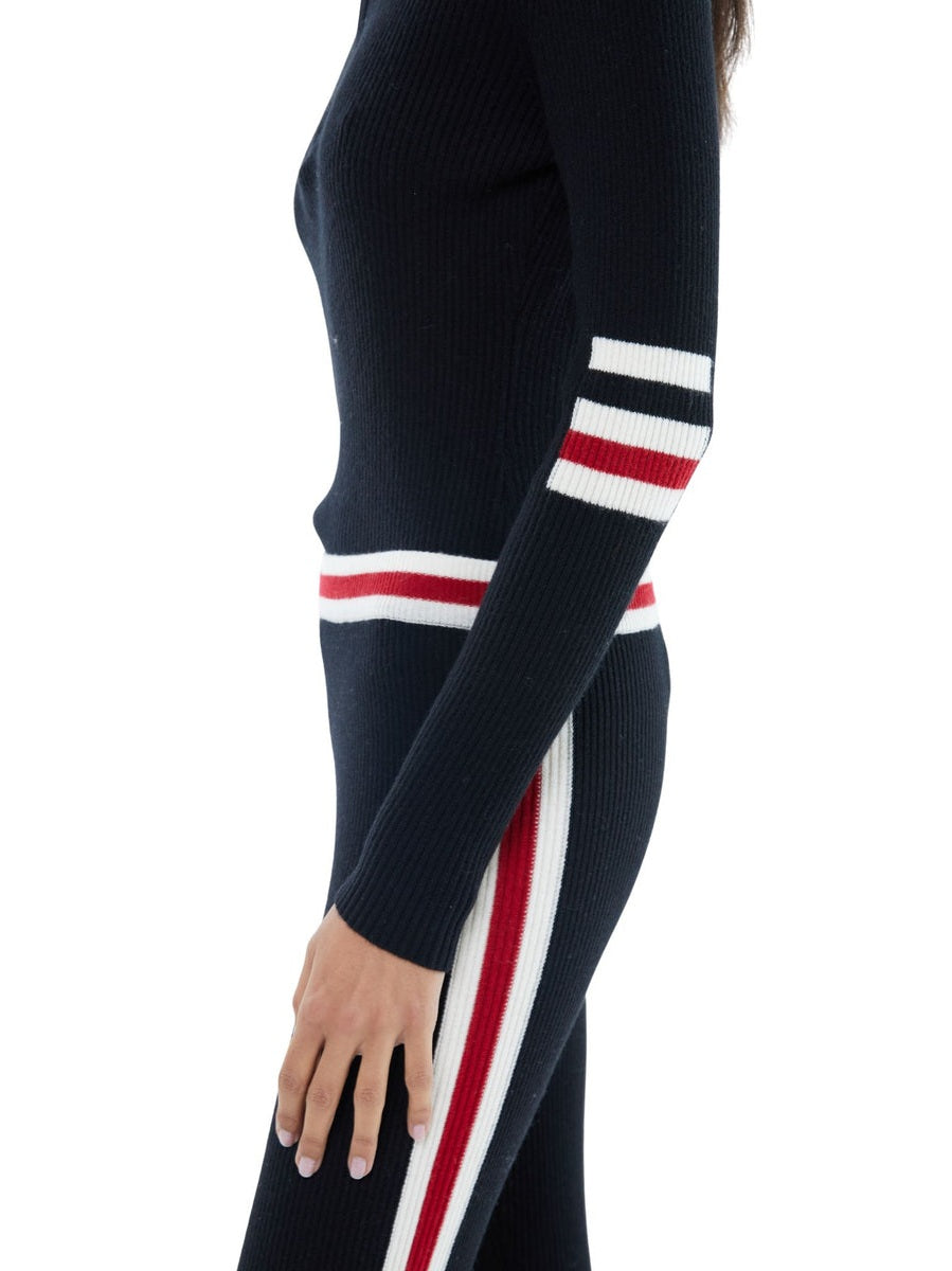 The triple stripe detail zip up second skin base layer in black