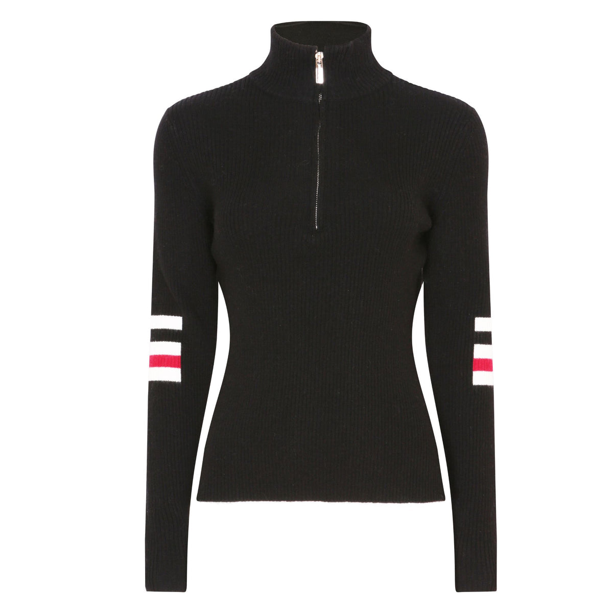 THE TRIPLE STRIPE DETAIL ZIP UP SECOND SKIN BASE LAYER IN BLACK
