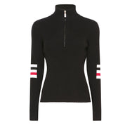 THE TRIPLE STRIPE DETAIL ZIP UP SECOND SKIN BASE LAYER IN BLACK