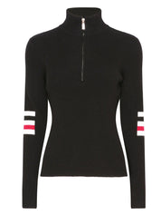 The triple stripe detail zip up second skin base layer in black