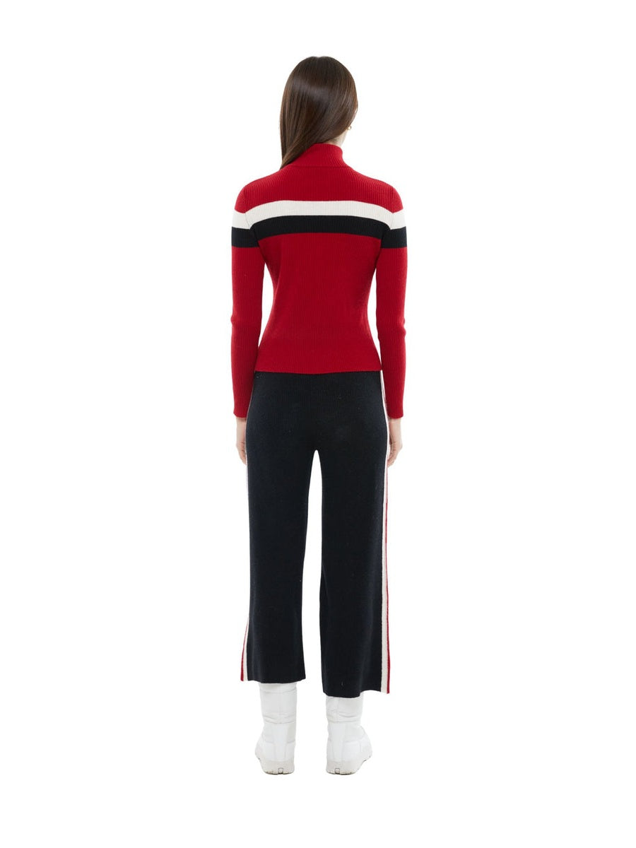 The side stripe straight leg pants in black