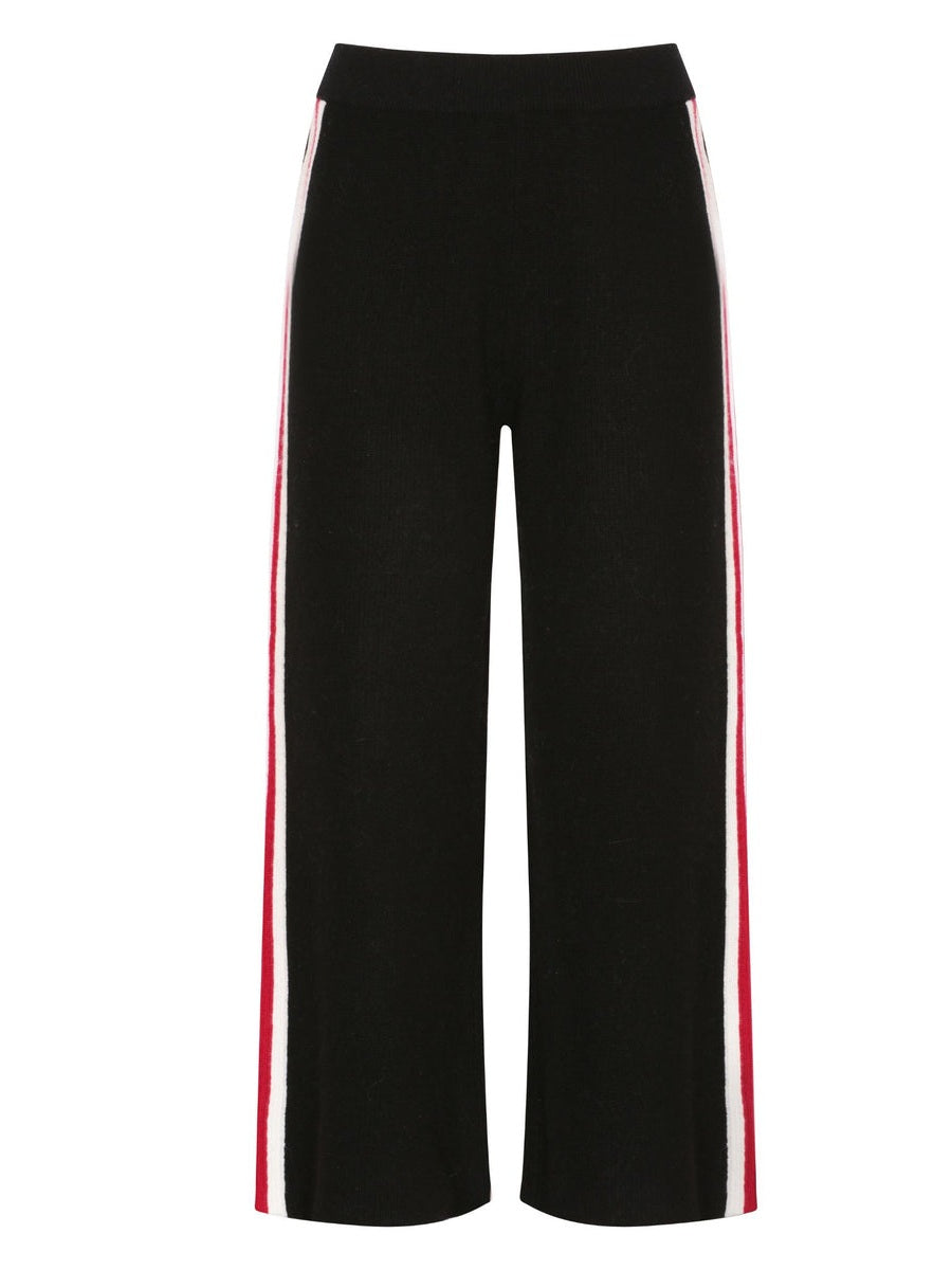 The side stripe straight leg pants in black